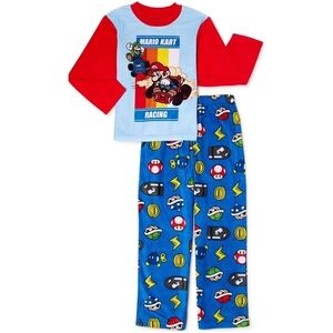 Nintendo Mario Kart Racing Fleece Pajama Set - Red and Blue - Size 10